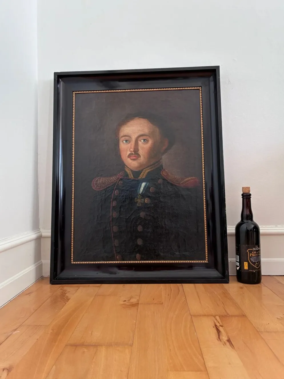 Portrait, peinture à l'huile antique d'un officier