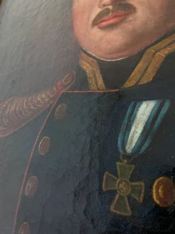 Portrait, peinture à l'huile antique d'un officier