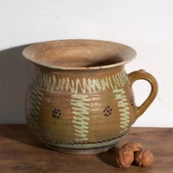 Pot ancien en céramique populaire vernissée – Europe centrale, vers 1930