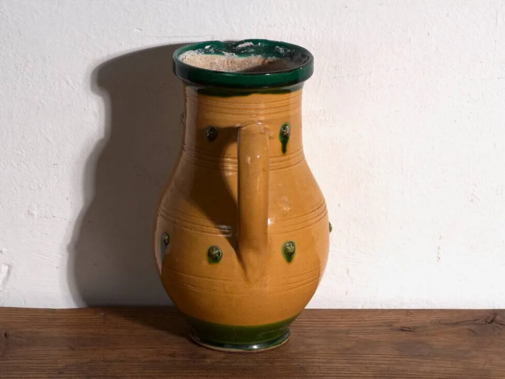 Pot ancien en céramique populaire vernissée – Europe centrale, vers 1930