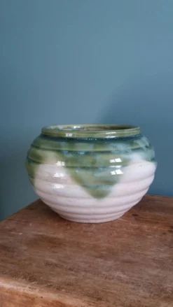 Pot de fleur, jardinière en terre cuite émaillée