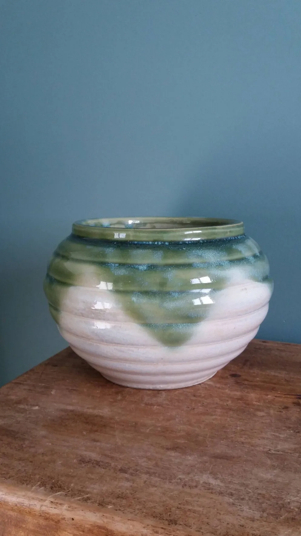 Pot de fleur, jardinière en terre cuite émaillée