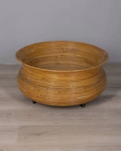 Pot de plante en bambou au design italien des années 1960 avec roues
