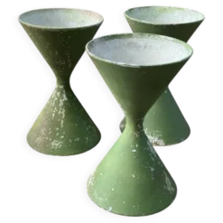3 pots de fleurs Diabolo de Willy Guhl pour Eternit