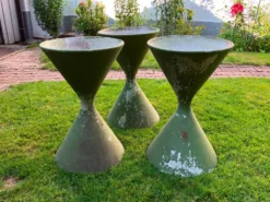 3 pots de fleurs Diabolo de Willy Guhl pour Eternit