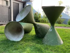 3 pots de fleurs Diabolo de Willy Guhl pour Eternit
