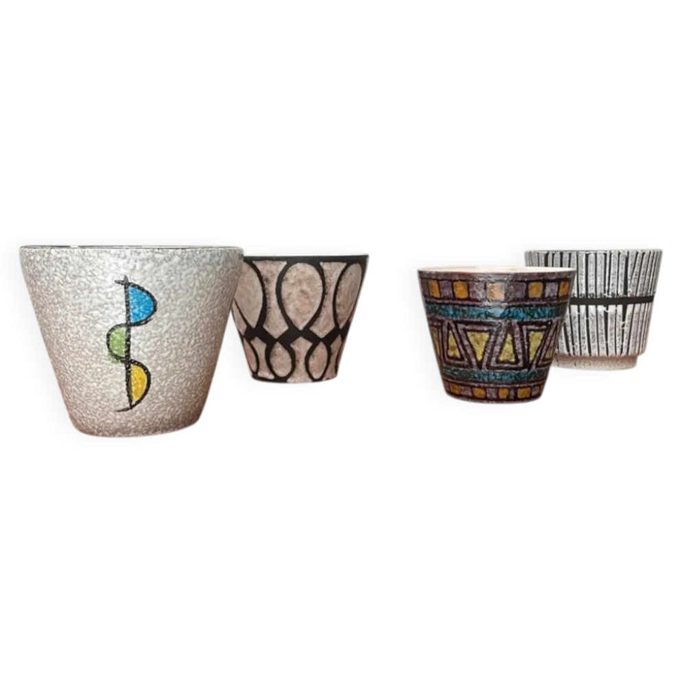 Pots de fleurs en céramique allemande des années 1960, ensemble de 4