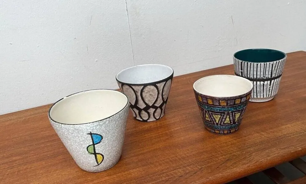 Pots de fleurs en céramique allemande des années 1960, ensemble de 4