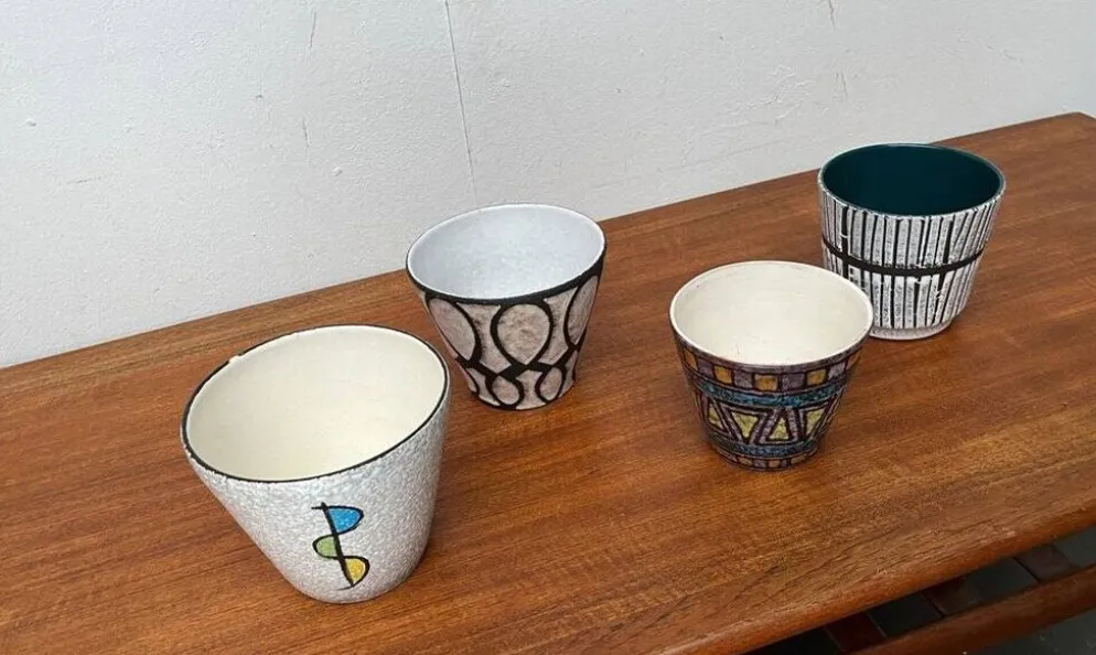 Pots de fleurs en céramique allemande des années 1960, ensemble de 4
