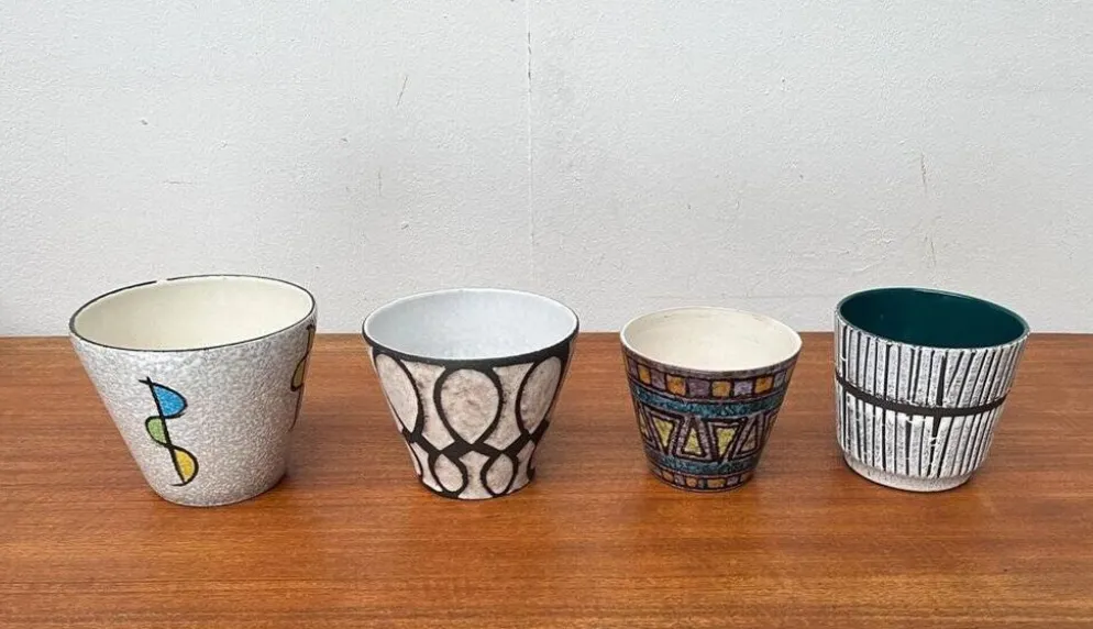 Pots de fleurs en céramique allemande des années 1960, ensemble de 4