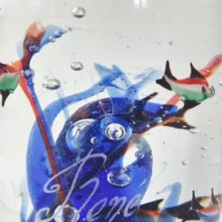 Presse-papier sulfure aquarium vintage 1980 en verre de murano signe rene 8