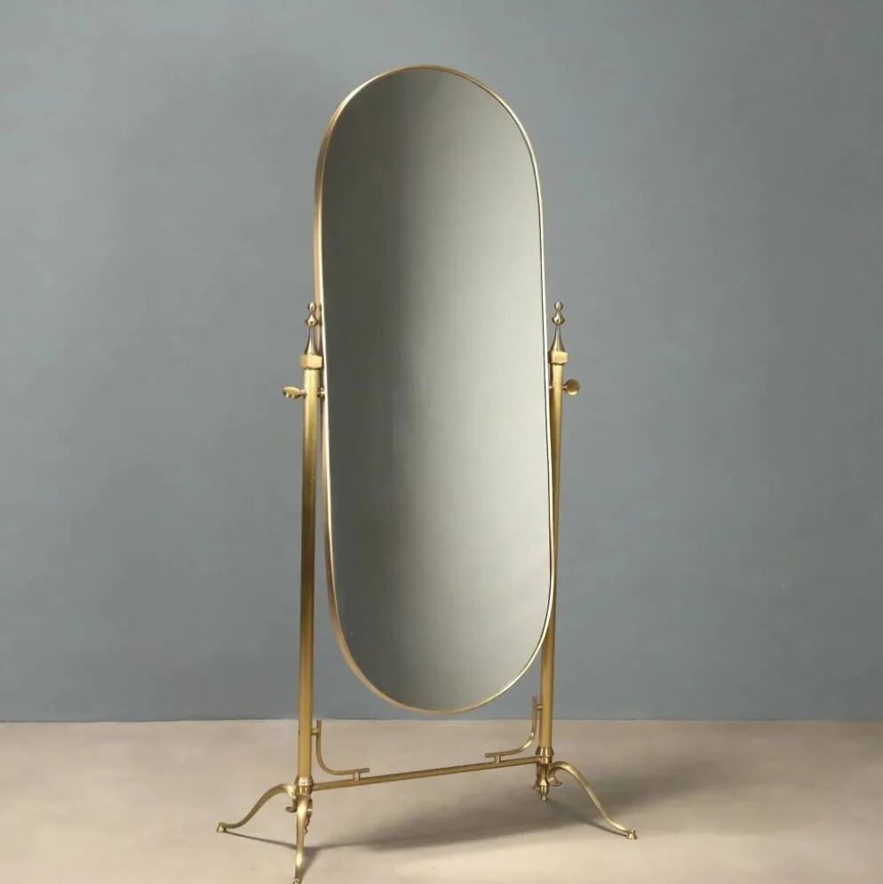 Psyché en laiton avec miroir inclinable