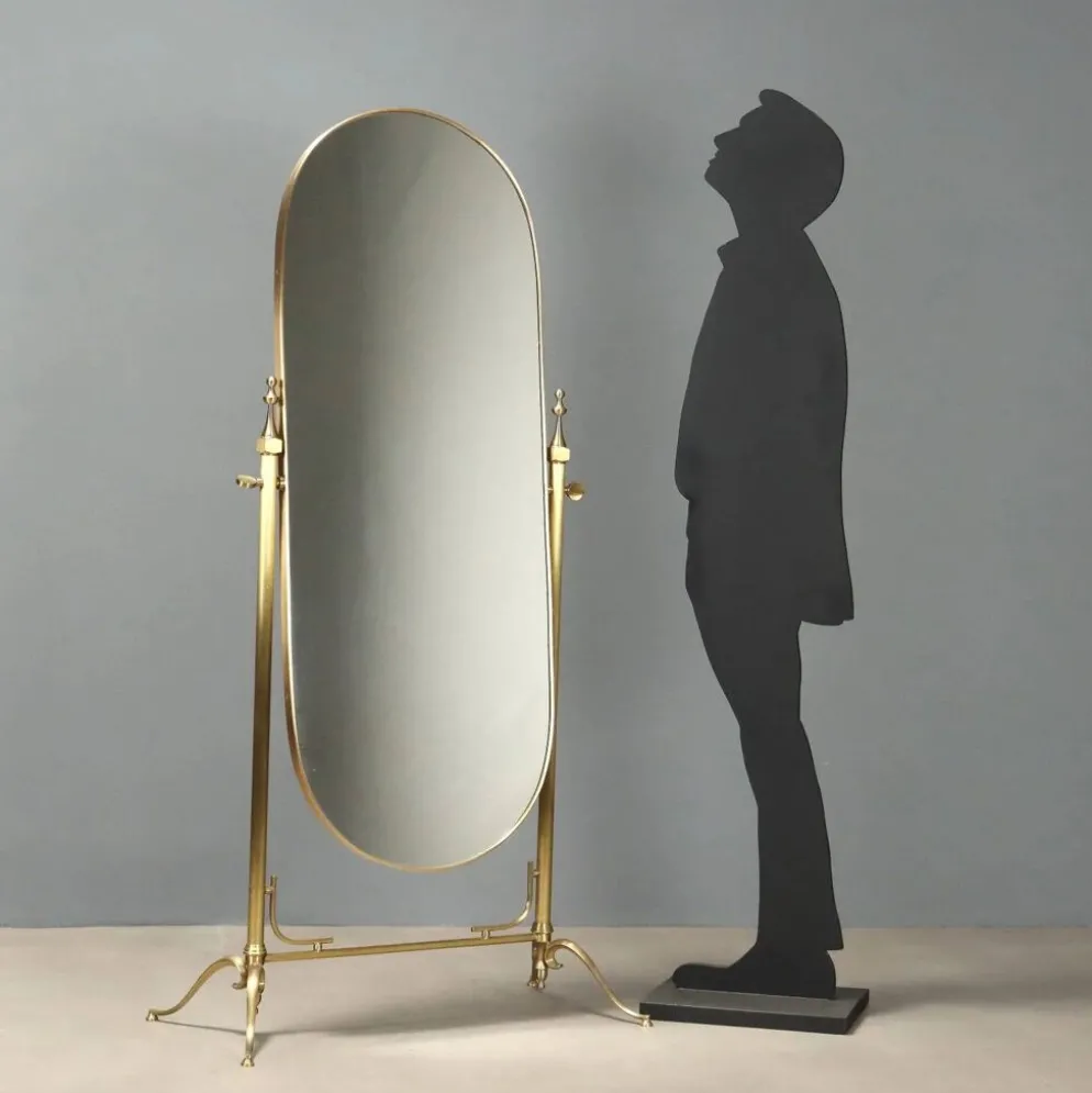 Psyché en laiton avec miroir inclinable