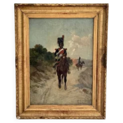 Raoul Arus (1848-1921) – Grenadier à cheval – Huile sur panneau – XIXe