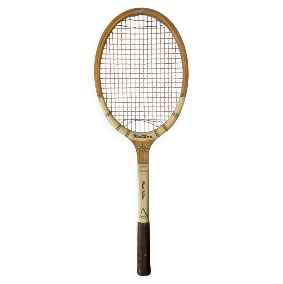 Raquette ancienne tennis montana red star bois vintage