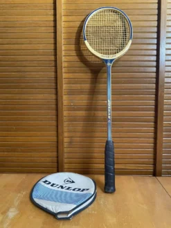 Raquette badminton ancienne dunlop bois + housse sport vintage #e240