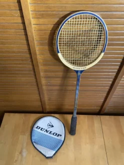 Raquette badminton ancienne dunlop bois + housse sport vintage #e240