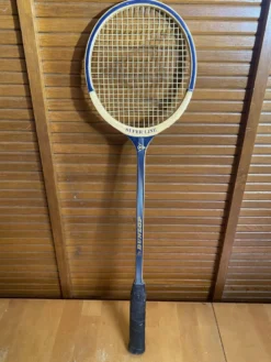 Raquette badminton ancienne dunlop bois + housse sport vintage #e240