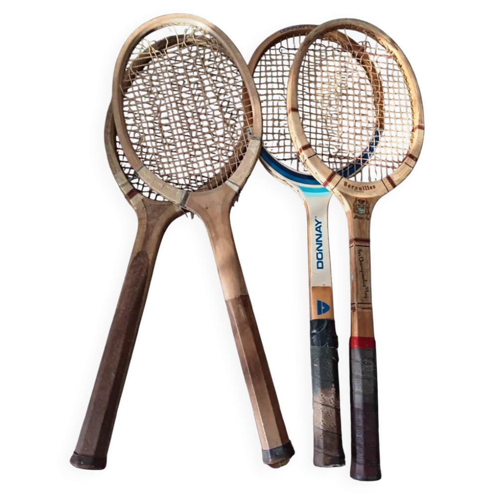 4 raquettes de tennis vintage en bois