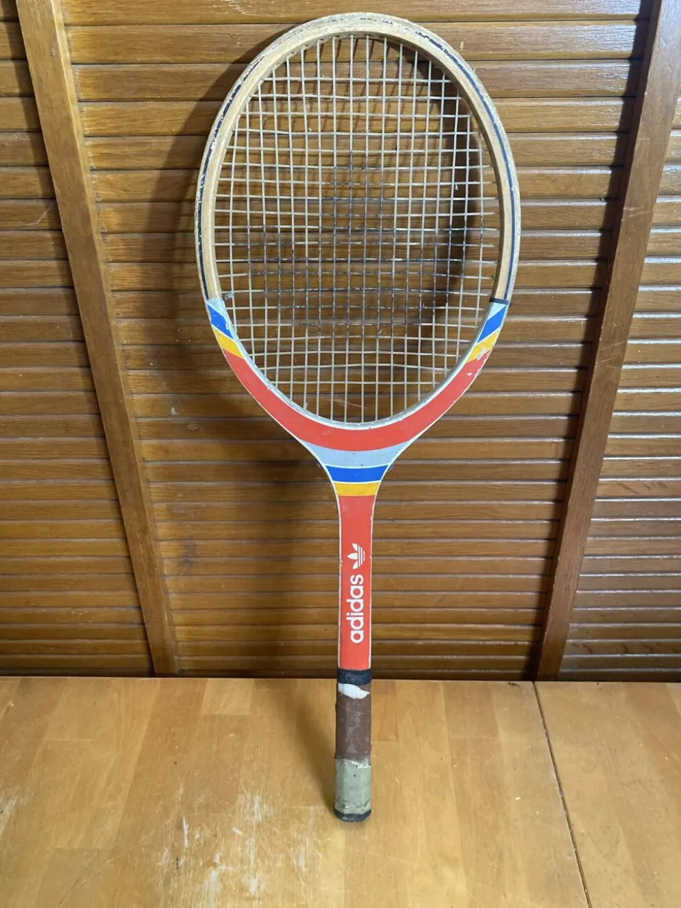 Raquette Tennis Ancienne ADIDAS Cadet Bois + Housse Sport Vintage #E24