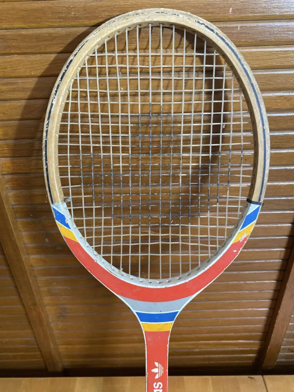Raquette Tennis Ancienne ADIDAS Cadet Bois + Housse Sport Vintage #E24