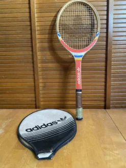 Raquette Tennis Ancienne ADIDAS Cadet Bois + Housse Sport Vintage #E24