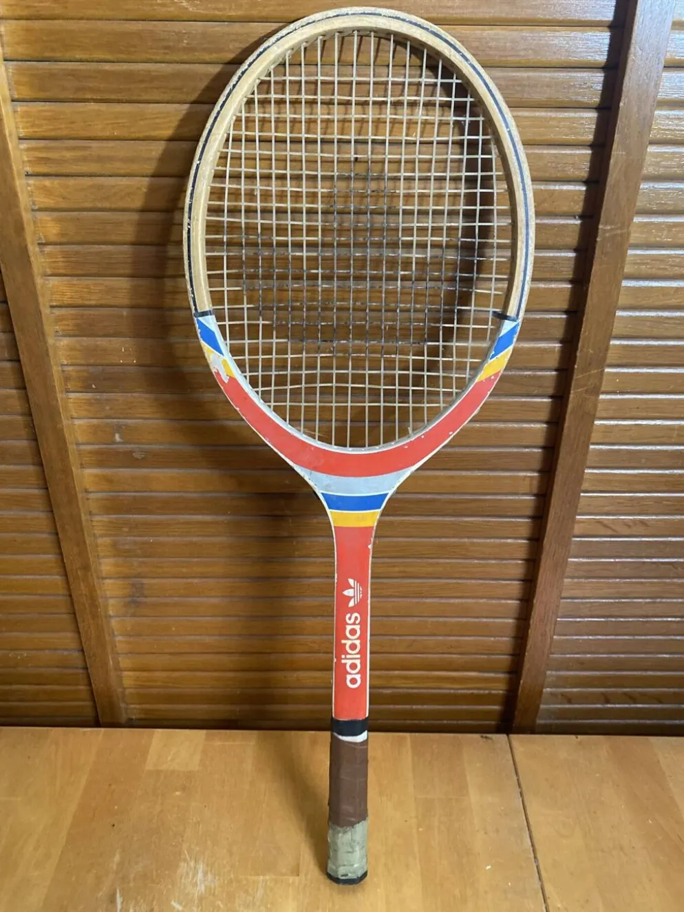 Raquette Tennis Ancienne ADIDAS Cadet Bois + Housse Sport Vintage #E24