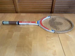 Raquette Tennis Ancienne ADIDAS Cadet Bois + Housse Sport Vintage #E24