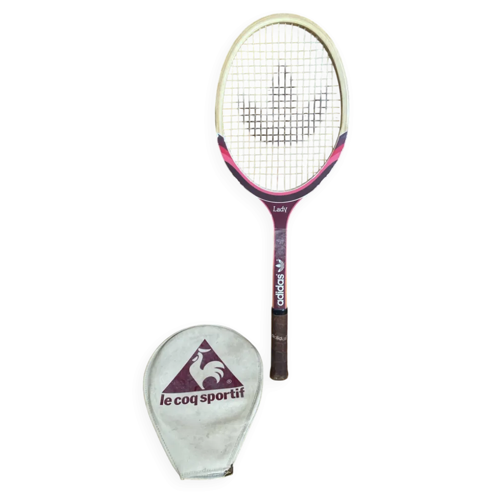 Raquette Tennis Ancienne ADIDAS Lady Bois + Housse COQ SPORTIF Vintage