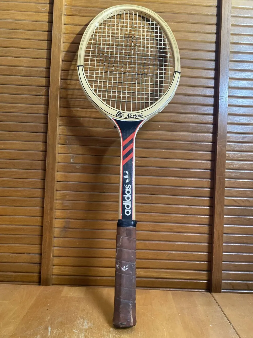 Raquette Tennis Ancienne ADIDAS Ilie Nastase Bois Sport Vintage #E245