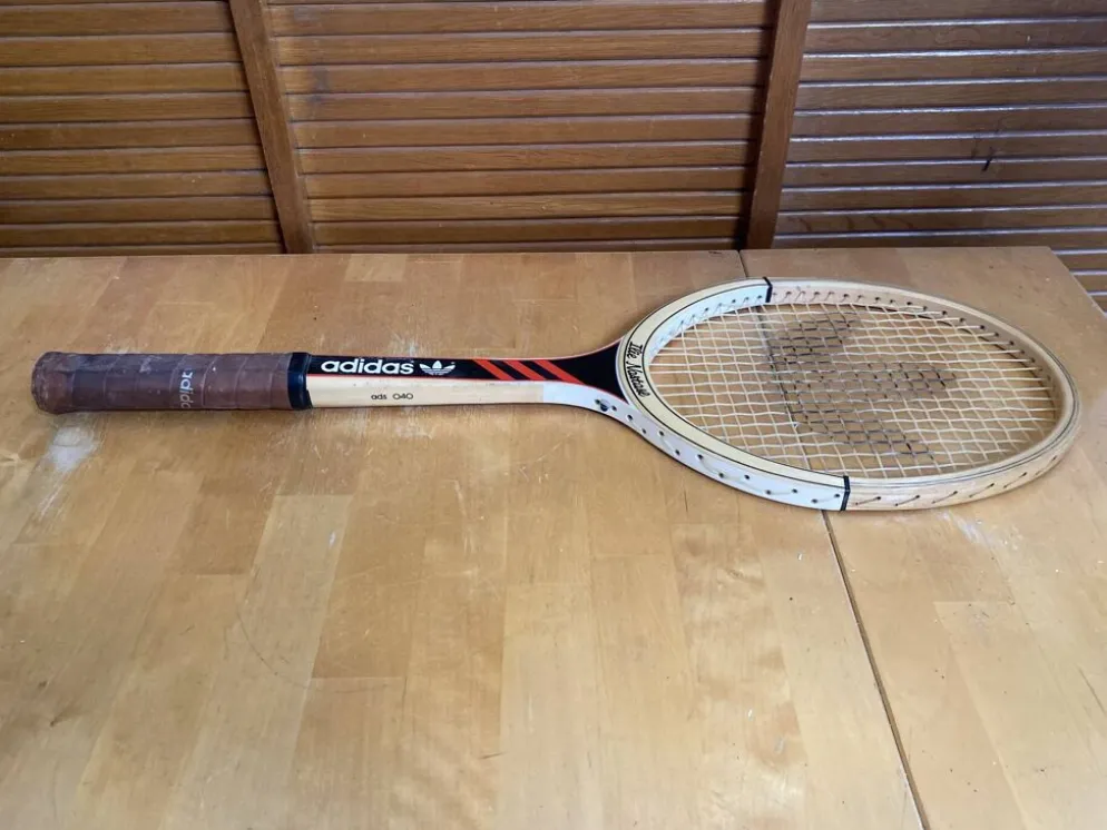 Raquette Tennis Ancienne ADIDAS Ilie Nastase Bois Sport Vintage #E245