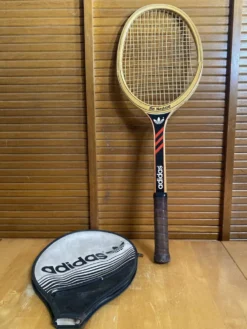 Raquette tennis ancienne adidas ilie nostase bois + housse vintage #e2