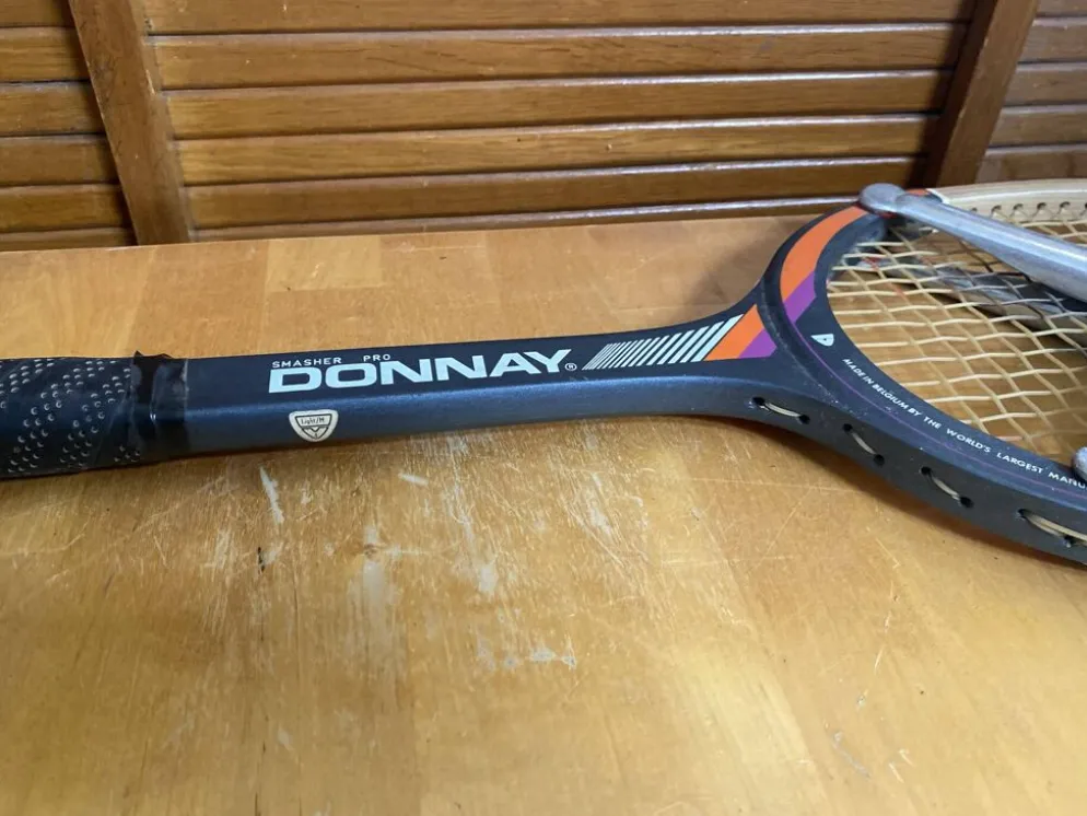 Raquette tennis ancienne donnay smacher pro bois + zéphyr sport vintag