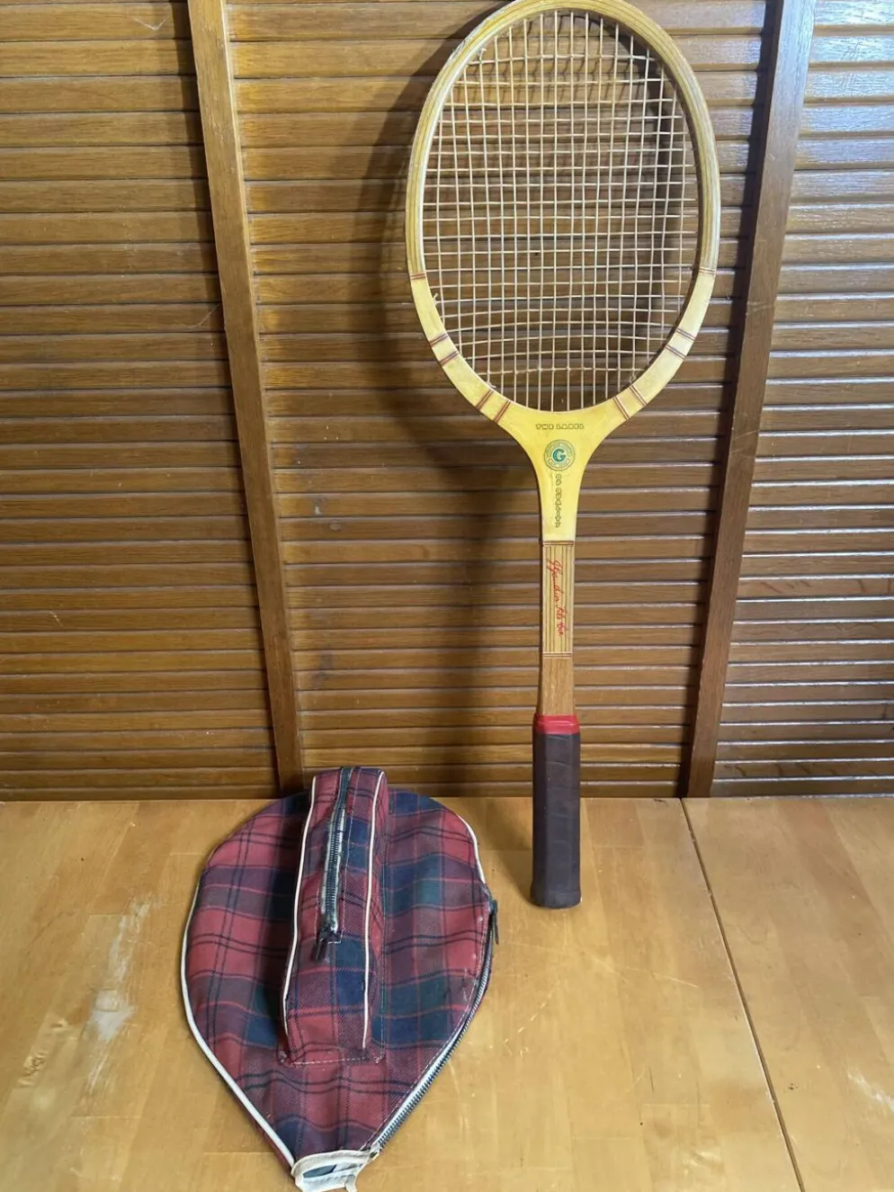 Raquette tennis ancienne donnay la hutte bois + housse montana vintage