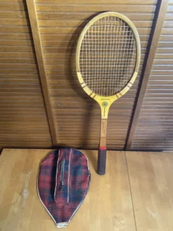 Raquette tennis ancienne donnay la hutte bois + housse montana vintage