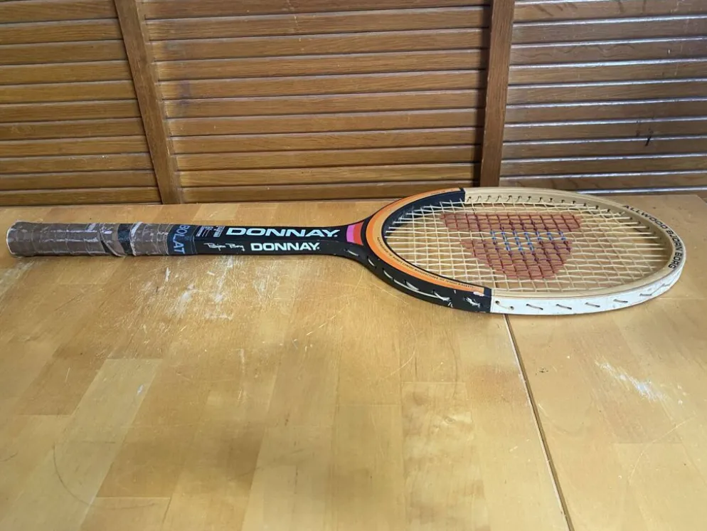 Raquette tennis ancienne donnay bjorn borg bois + housse vintage