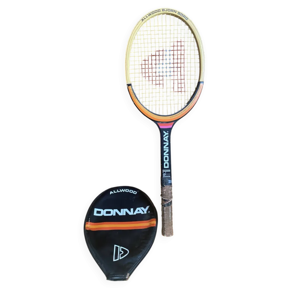 Raquette tennis ancienne donnay bjorn borg bois + housse vintage