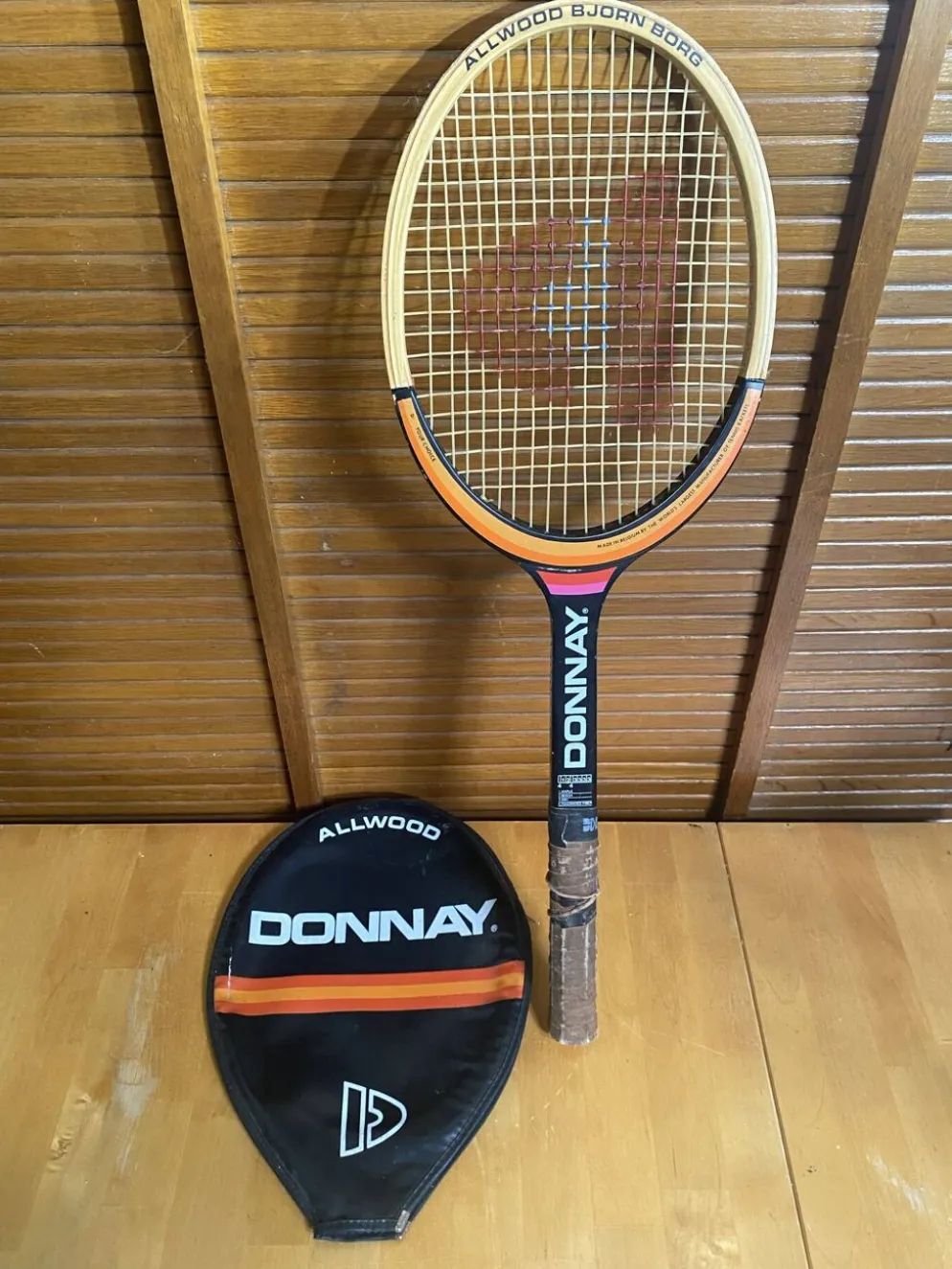 Raquette tennis ancienne donnay bjorn borg bois + housse vintage