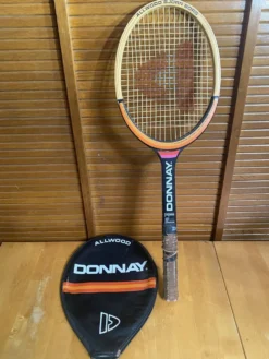 Raquette tennis ancienne donnay bjorn borg bois + housse vintage