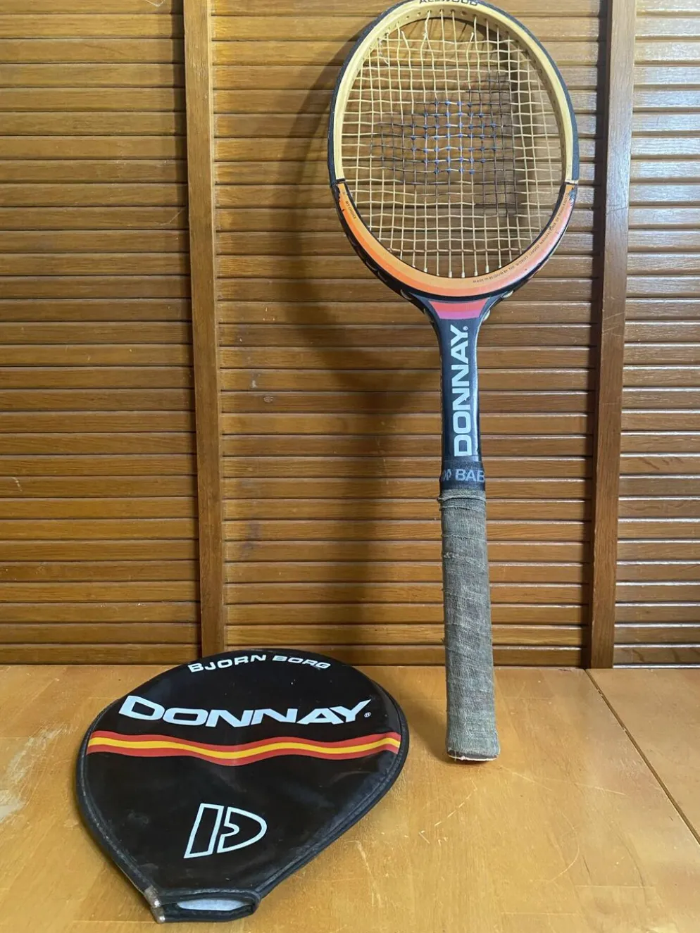 Raquette tennis ancienne donnay bjorn borg bois + housse vintage