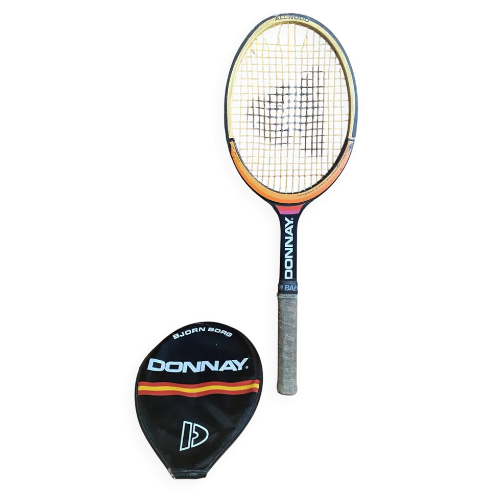 Raquette tennis ancienne donnay bjorn borg bois + housse vintage