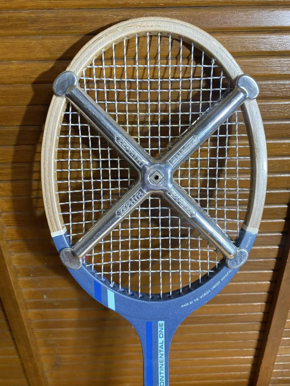 Raquette tennis ancienne donnay continental one bois + zéphyr vintage