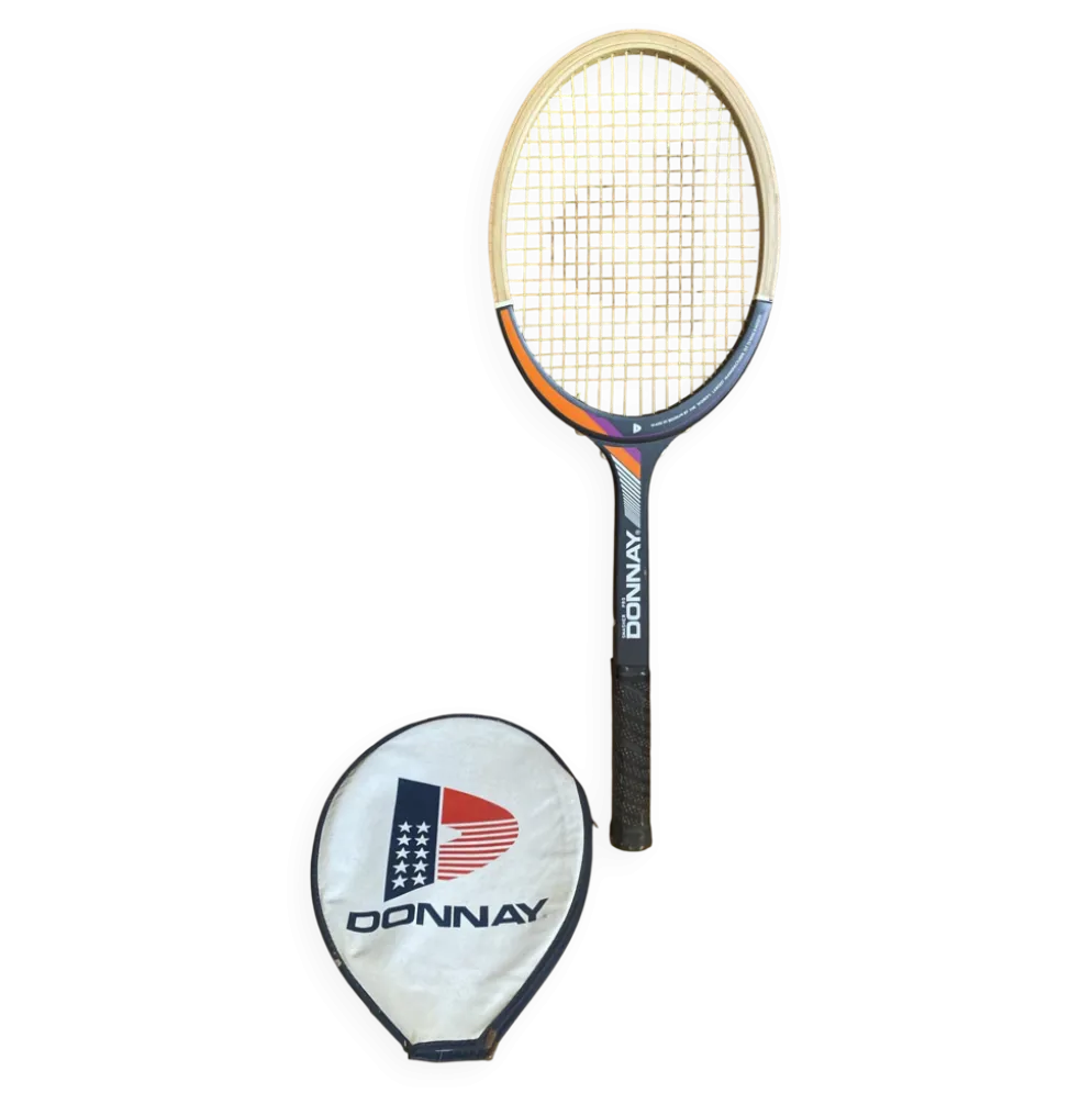 Raquette tennis ancienne donnay smasher pro bois + housse donnay vinta