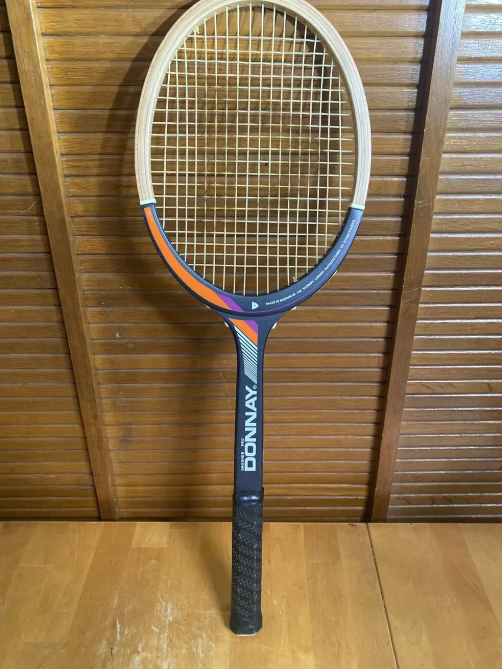 Raquette tennis ancienne donnay smasher pro bois + housse donnay vinta