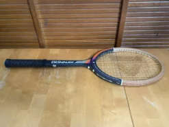 Raquette tennis ancienne donnay smasher pro bois + housse donnay vinta