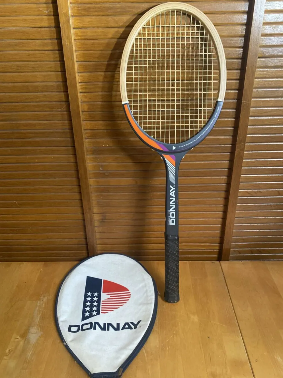 Raquette tennis ancienne donnay smasher pro bois + housse donnay vinta
