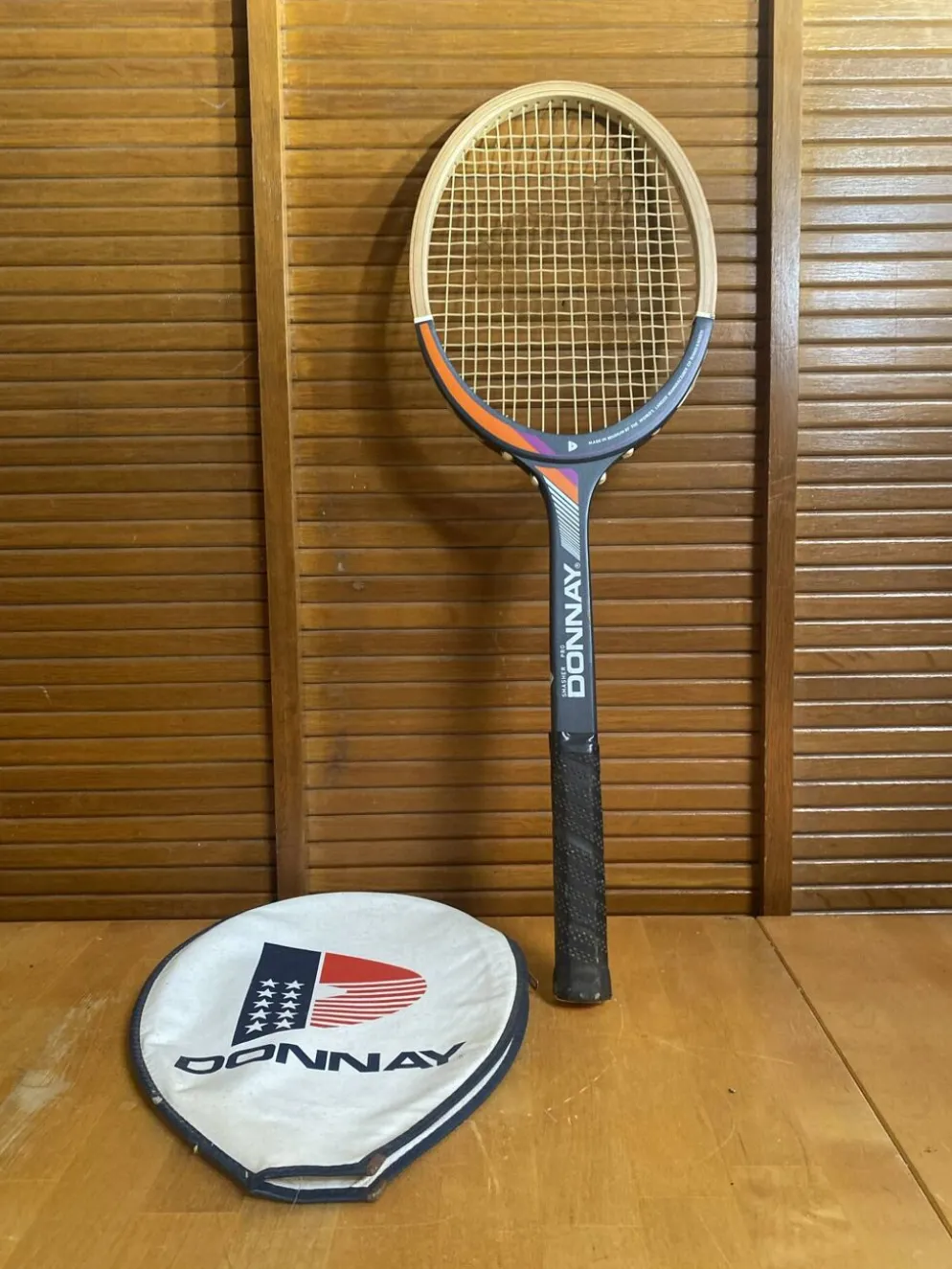 Raquette tennis ancienne donnay smasher pro bois + housse donnay vinta