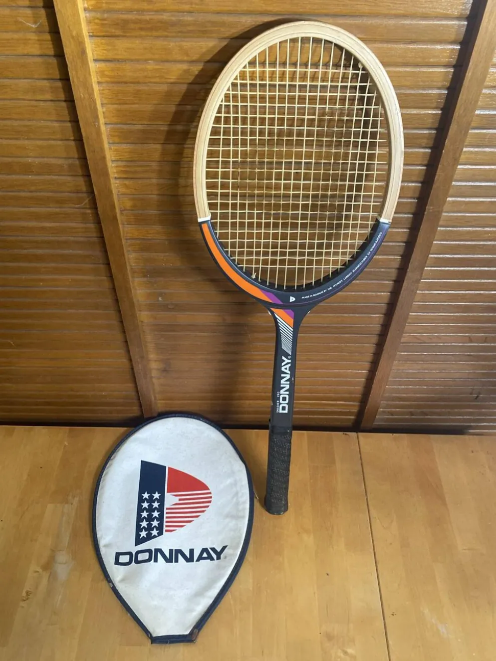 Raquette tennis ancienne donnay smasher pro bois + housse donnay vinta