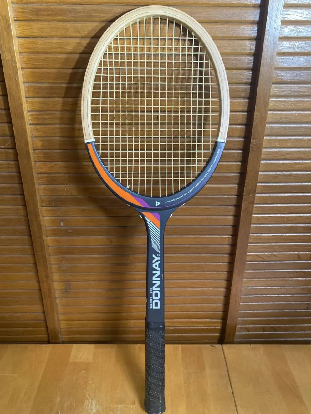 Raquette tennis ancienne donnay smasher pro bois + housse donnay vinta
