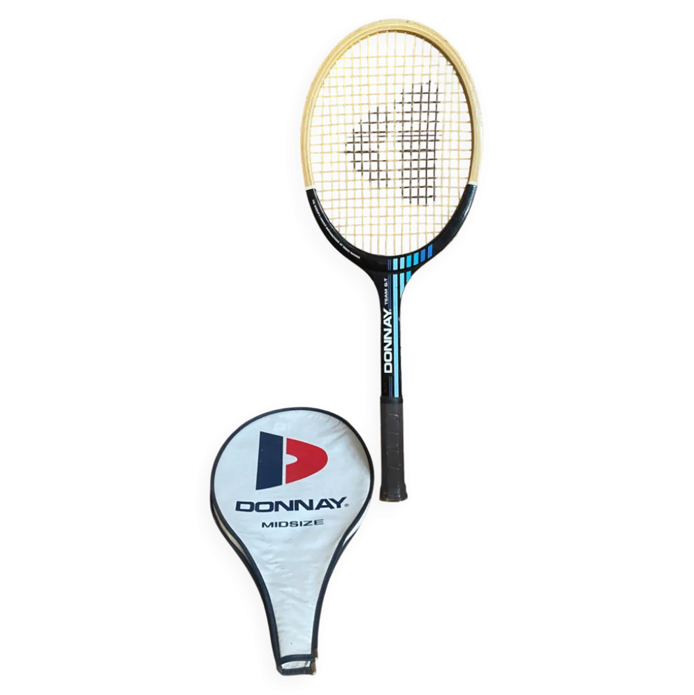 Raquette tennis ancienne donnay team gt bois + housse donnay vintage #